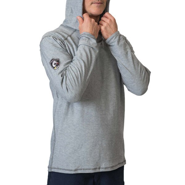 DragonWear Pro Dry Tech Long Sleeve Shirt with Hood in Gray